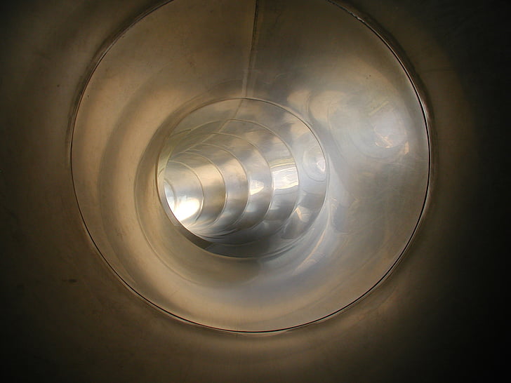 túnel, metall, tub, túnel de visió, diapositiva, jugar, oci