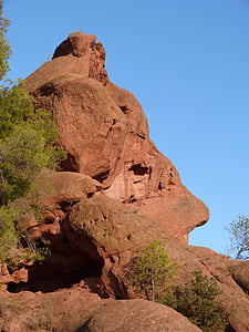 rock, red sandstone, sky, priorat, montsant, face shape