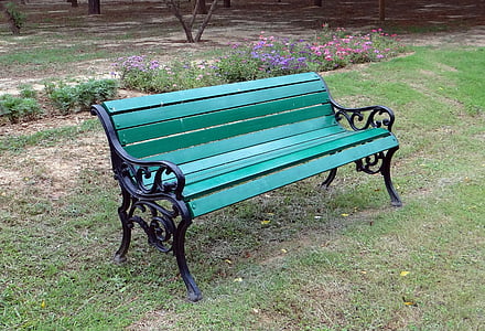 park bench, wooden, leisure, outdoor, furniture, relax, india