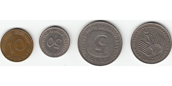 Немски, монети, валута, стойност, паричен, Германия, основни