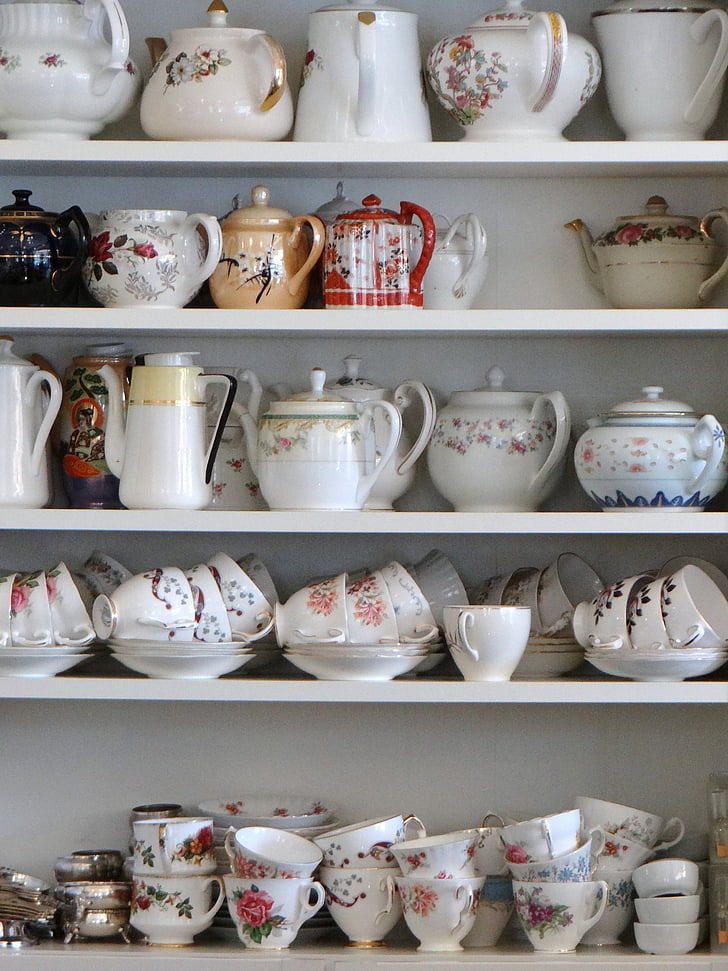 porcelæn, Bordservice, vintage, te, drink, antik