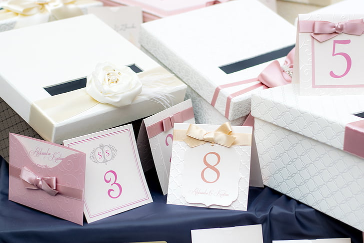 Kærlighed, Pink, bryllup, kort, invitation, gave, Box - container