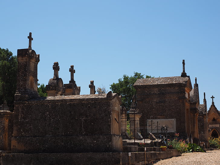 cemetery, graves, gravestone, old cemetery, roussillon, tomb, mourning