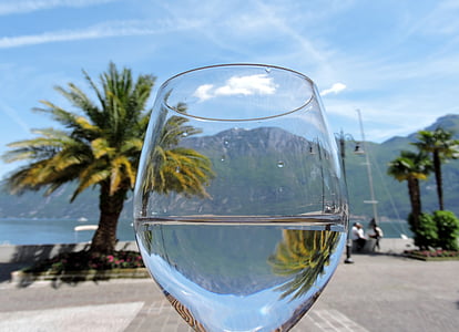 glass, reflection, landscape, lake, mountain, palma, tree