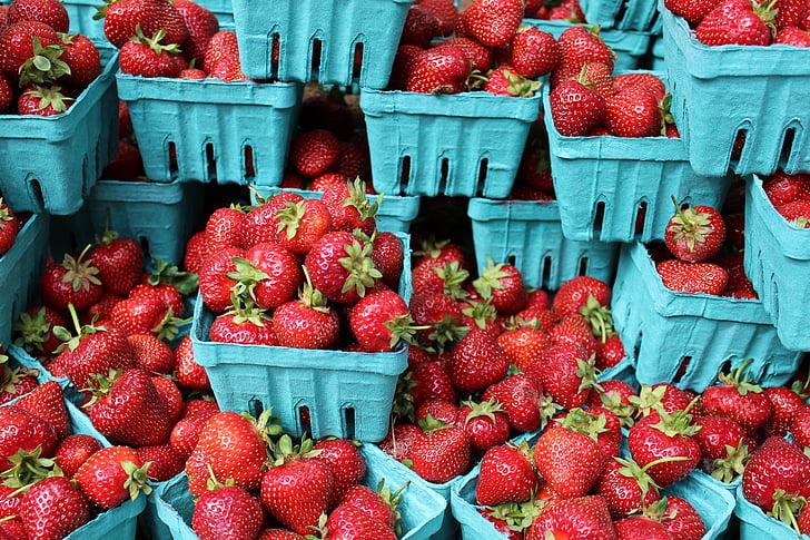 strawberries, berries, fresh, fruit, healthy, ripe, red