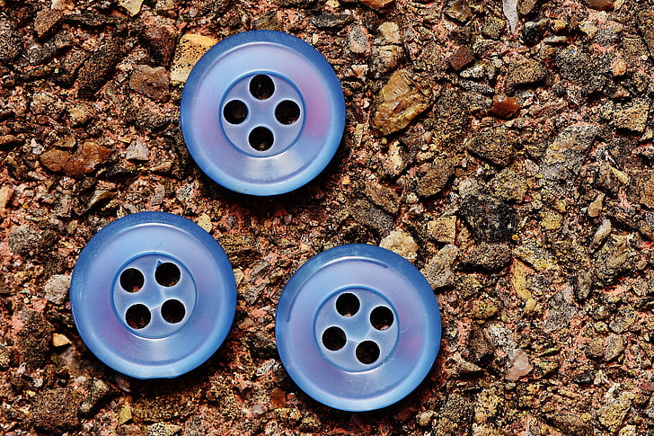 buttons, 4 holes, blue, close, button, color