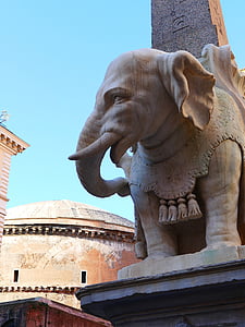 大象, 贝尼尼, 罗马, 长鼻, 雕塑, 石图, 石头