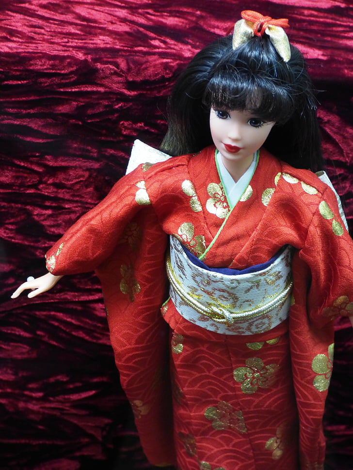 dukke, Barbie, Japan, Asien, Geisha, øst, kimono