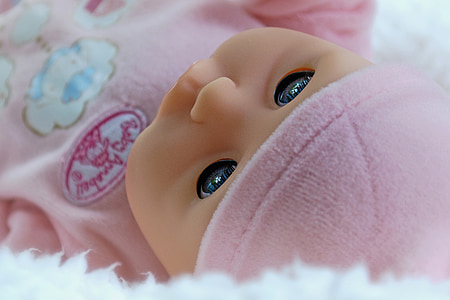 人形, 赤ん坊の人形, 新生児人形, 女の子, ピンク, 少し