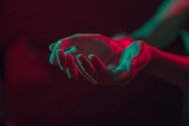 mains, humaine, doigts, forme, illumination, partie du corps, macro