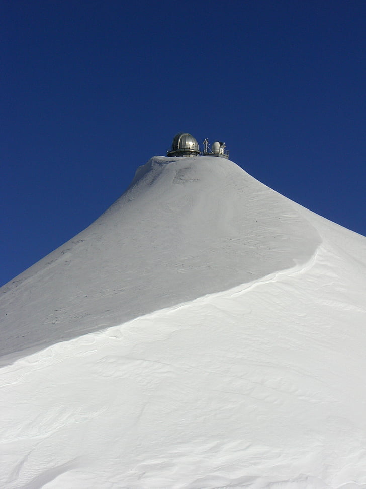 sivá, dome, zimné, Foto, sneh, stanica, na vrchole