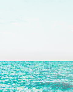 mer, océan, bleu, eau, vagues, nature, horizon