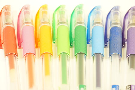 Lodīšu pildspalva, pildspalva, krāsains, sarkana, rozā, oranža, dzeltens-zaļš