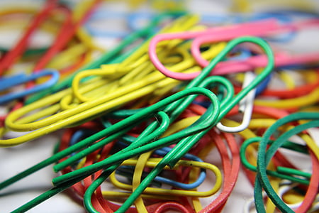paper clips, colorful, rubber, office accessories, color, mess, stationery
