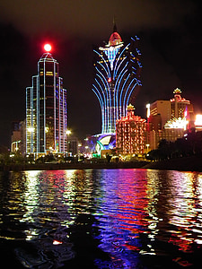 Macau, kasino, casina, noću, grad noću, Grand lisboa, noć