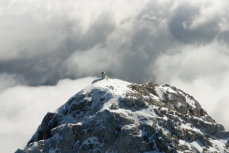 mountain, highland, dark, cloud, sky, summit, ridge