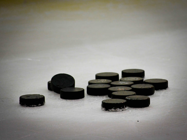 Hockey Puck, hockey su, dischi di gomma, ghiaccio, Sport, hockey su ghiaccio, Skate