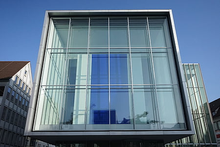 Kunsthalle-weishaupt, Ulm, kusthalle, épület, építészet, üveg, üveg homlokzat
