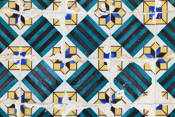 keramični, Portugalska, ploščice, steno, ki zajema, redno, vzorec