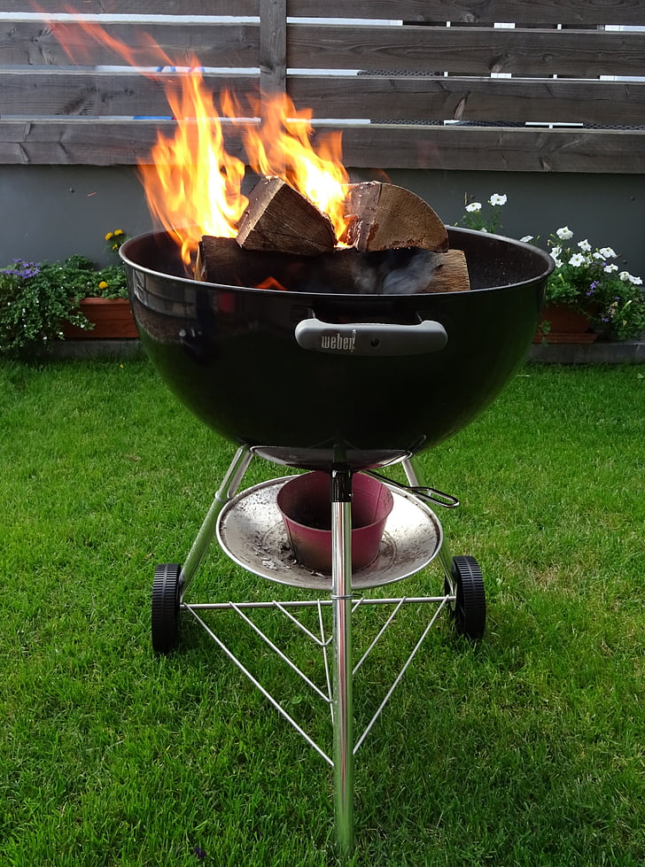 Grill, brand, hout, BBQ