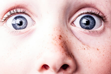 surprised, blue eyes, freckles, see, watch, eyes, scare