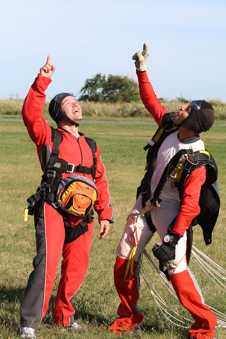 padobranci, skydivers, skok padobranom, uspjeh, padobranstvo, uzbudljiv, padobran
