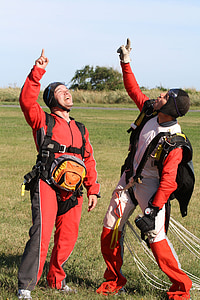 spadochroniarzy, skoczków, Skydive, sukces, skoki spadochronowe, porywający, spadochron
