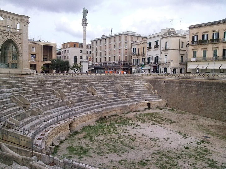 Lecce, Puglia, Italia, antik, építészet, amfiteátrum