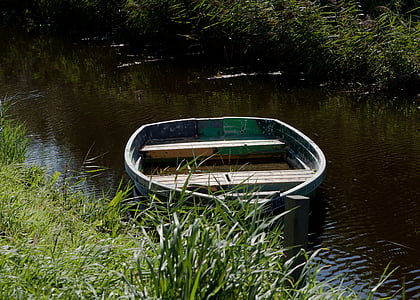 湖, 小船, 休息, 水, 夏季, 划艇, web