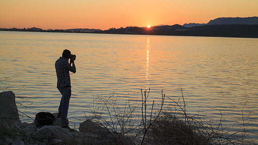 fotografer, fotografi, kas, matahari terbenam, Mediterania, Antalya, Turki