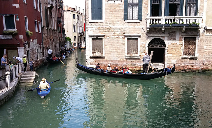 Venecija, Italija, kanal, gondole, arhitektura, stare kuće, Spomenici