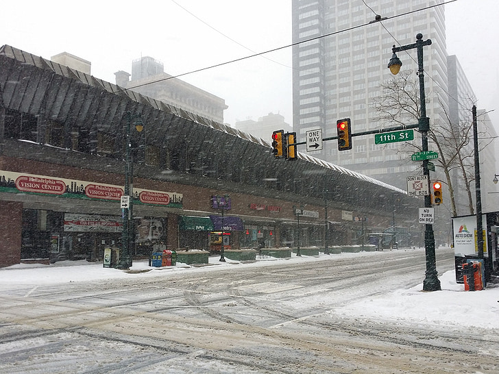 Philadelphia, snø, byen, sentrum, Urban, Pennsylvania