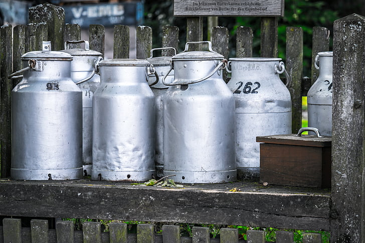 milk cans, jugs, milk, agriculture, dairy farming, vessel, milk Canister