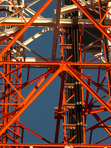 Đài phát thanh tower, cột ăn-ten radio, greened, transmission tower, kim loại, strut, sắt