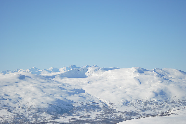 kalnų, sniego, peržiūros, žiemą, Fells, Švedija, balta