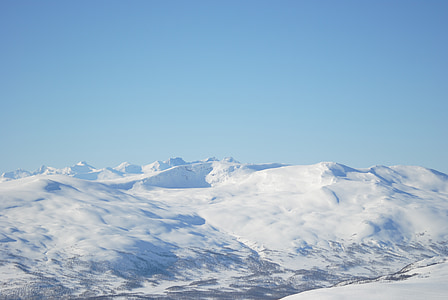 kalns, sniega, viedokli, ziemas, Fells, Zviedrija, balta