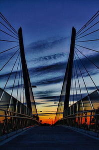 architecture, bridge, dawn, dusk, infrastructure, perspective, steel
