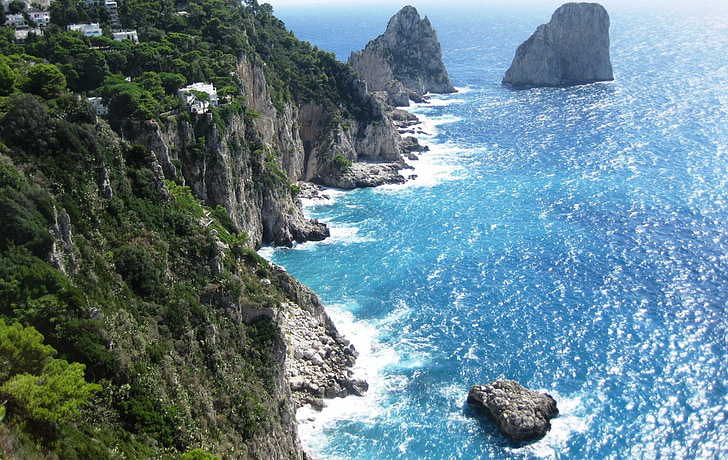 Amalfikysten, Cliff, Italien, Capri, havet, vand, bog
