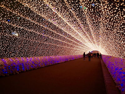 illumination, Japon, lumière, nuit, célébration, gens