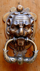 dørhammer, døren, messing, Uzes, Frankrig, gamle, metal