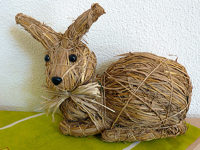 straw bunny, hare, easter, spring, holidays, deco, figure