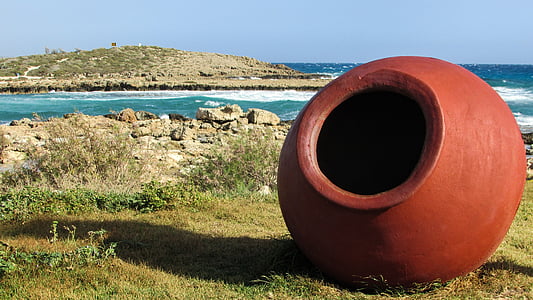Chipre, Ayia napa, Playa de Nissi, tarro de, rojo, envase, tradicional
