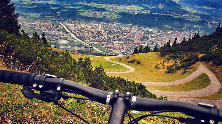 kalnu riteņbraukšanas, Alpi, Austrija, Innsbruck, riteņbraukšanas, velosipēds, kalns