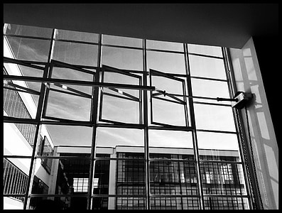 cửa sổ, Bauhaus, Dessau, Đức, kiến trúc, Gropius, màu đen