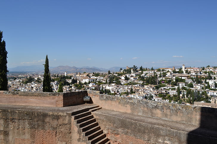 Alhambra, Espanja, rakennus, Granada, Wall