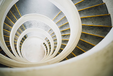 espiral, escala, fotografia, arquitectura, edifici, escales, passos i escales