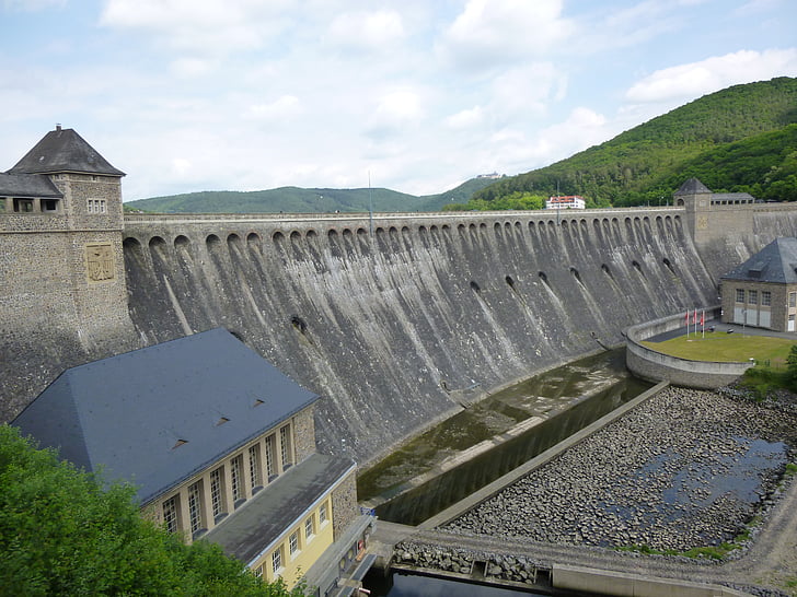 barrage de, Edersee, mur, eau, maçonnerie