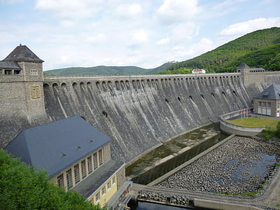 barragem, Edersee, parede, água, alvenaria