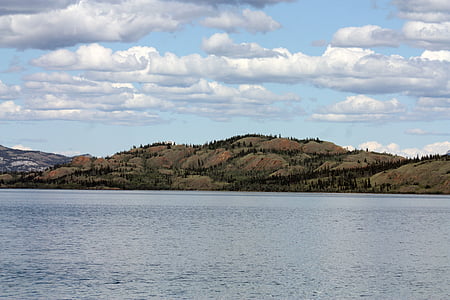 lake laberge, yukon, whitehorse, lake, canada, nature, mountain