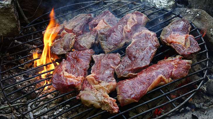 Sprzęt do grillowania, mięso, Stek, RAW, BBQ, -Grill, posiłek